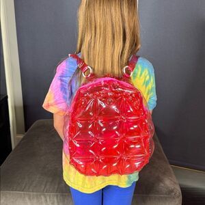 Red Inflatable Bubble Backpack Zipper Closure One Size NEW